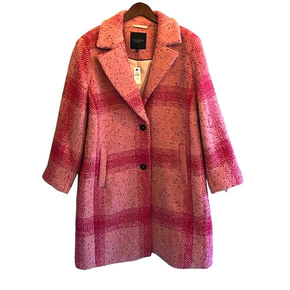 NWT Talbots Pink Confetti Plaid Coat 2XP Wool Blend Plus Petite New Preppy - Picture 2 of 14